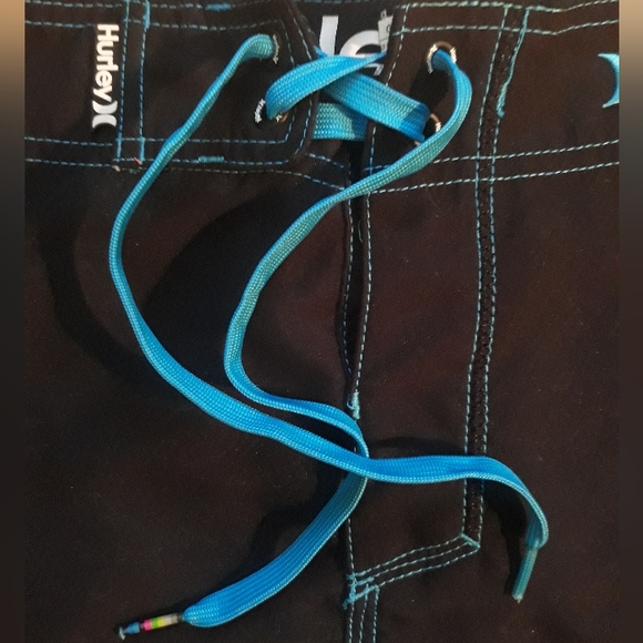 Hurley Men's One and Only 21" Board Shorts - Black / Cyan Swim Trunks - Picture 6 of 15